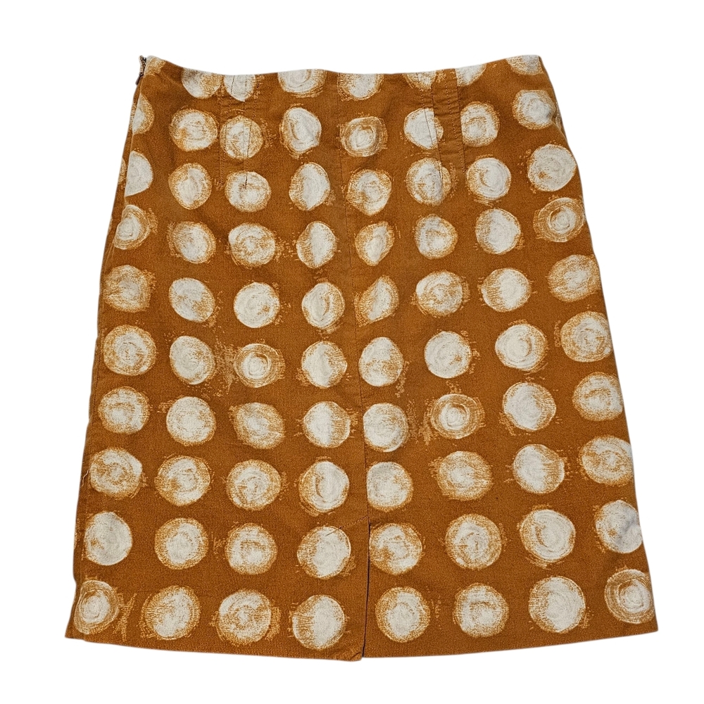 Maeve Anthropologie Womens Mustard Corded Dots Circles Pencil Skirt Sz 12